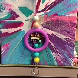 Colorful Beaded Keychain with Inspirational Message